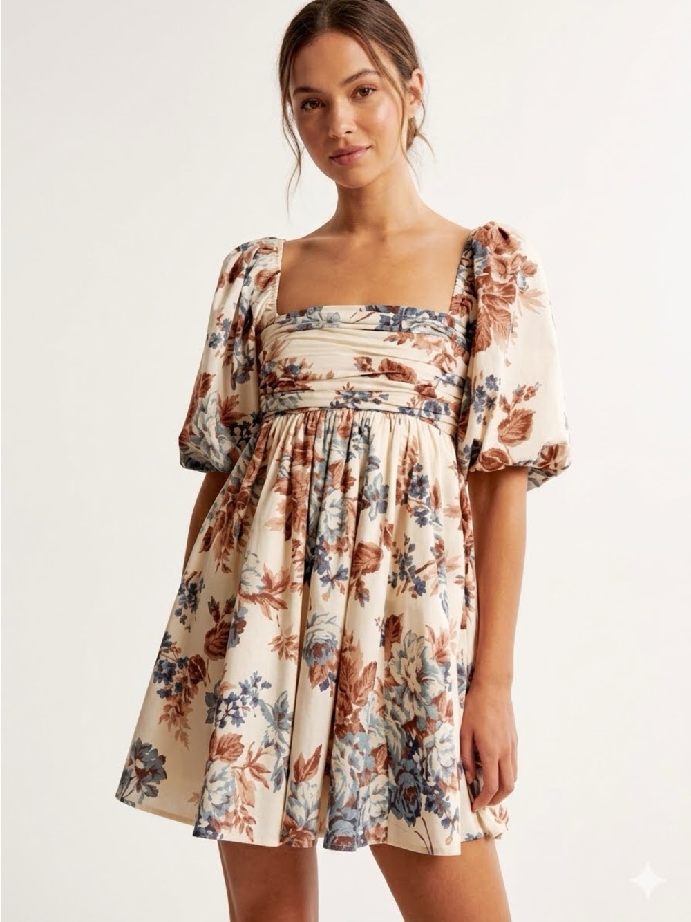Abercrombie & Fitch Emerson Poplin Puff Sleeve Mini Dress – Floral Size L